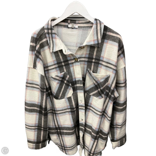 Top Long Sleeve By Maurices In Grey & White, Size: Xxl