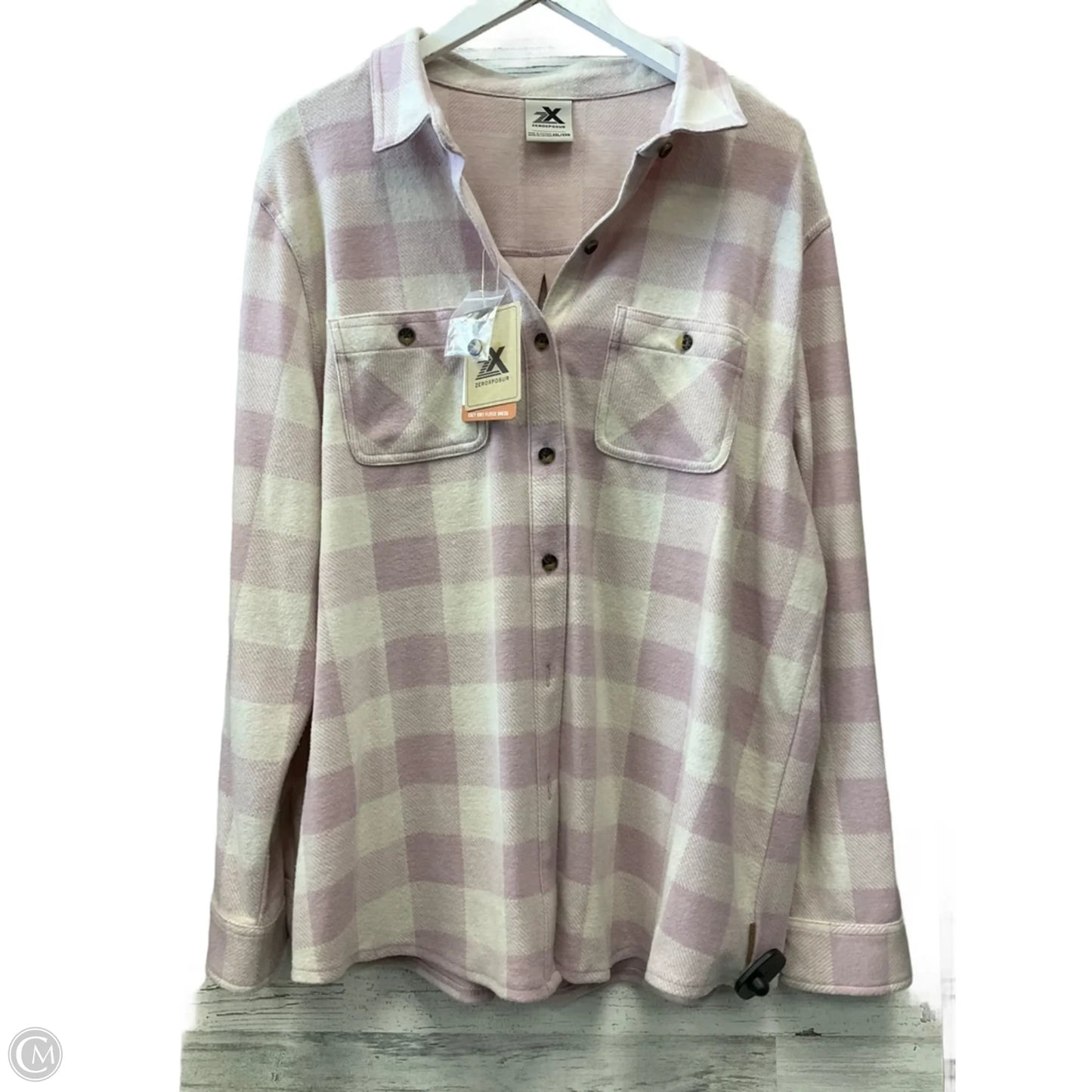 Top Long Sleeve By Zero Xposure In Pink & White, Size: Xxl
