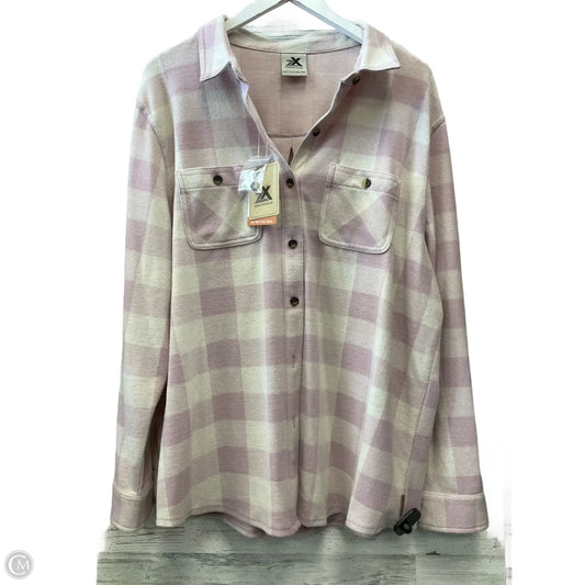 Top Long Sleeve By Zero Xposure In Pink & White, Size: Xxl