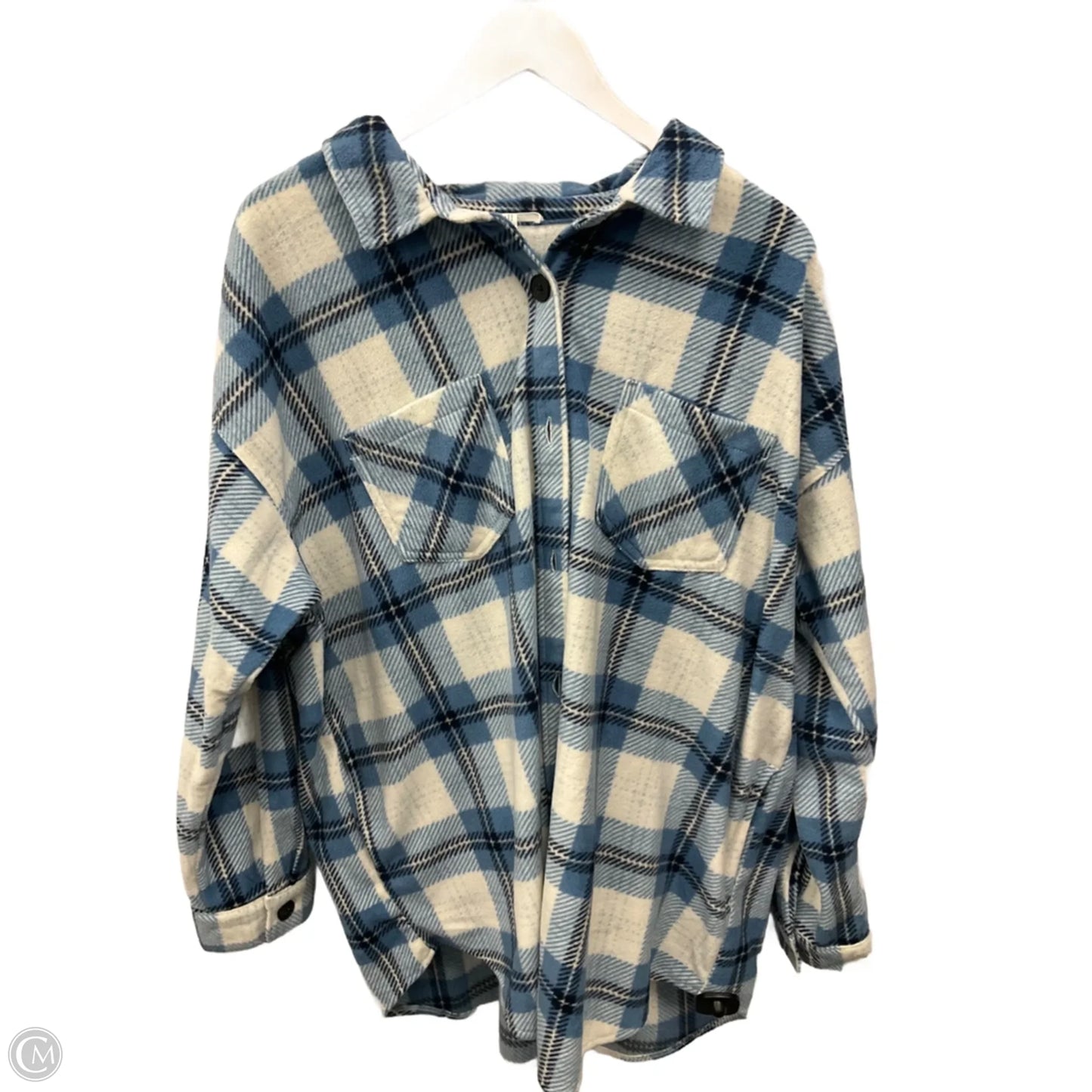 Jacket Shirt By Maurices In Blue & White, Size: Xxl