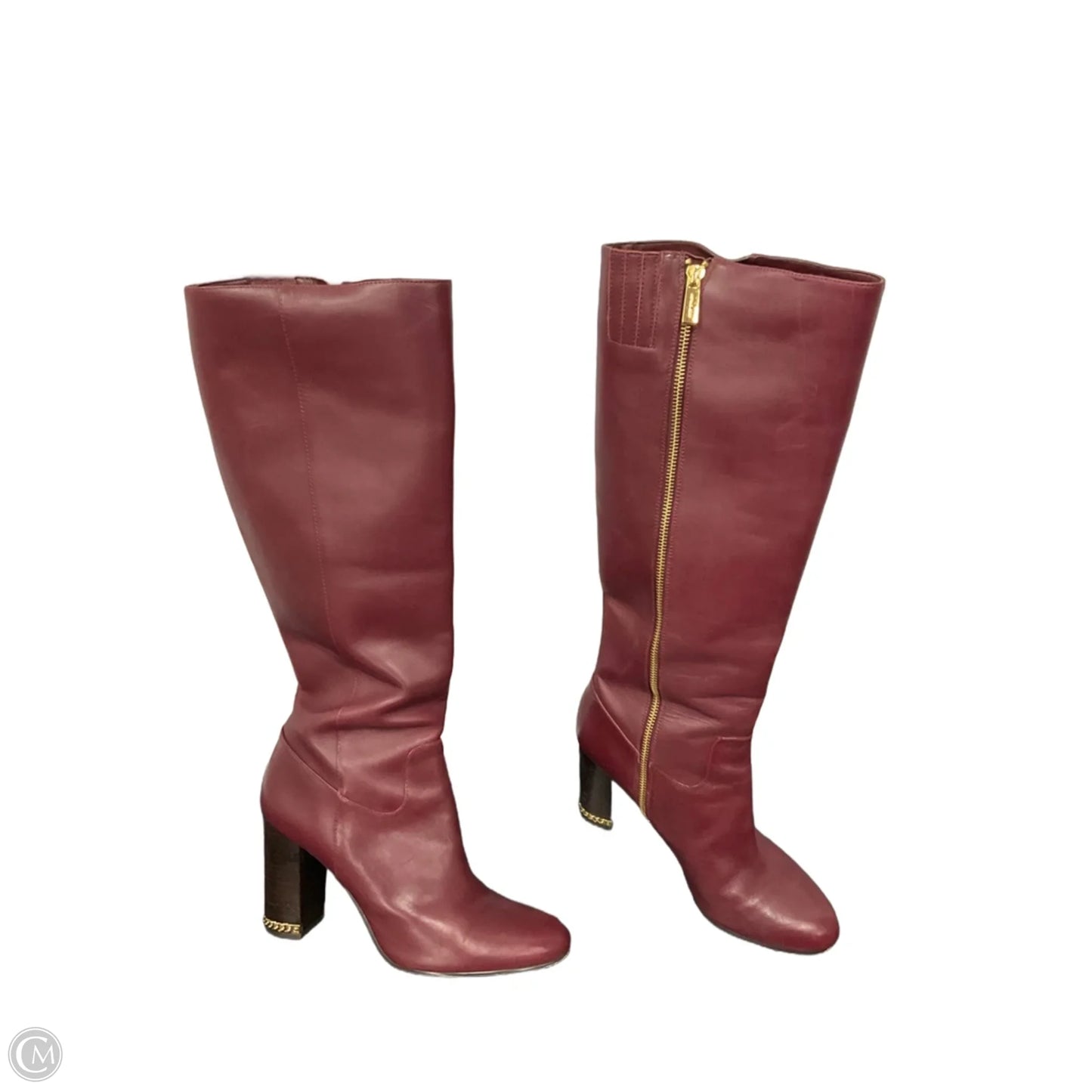 Boots Mid-calf Heels By Michael By Michael Kors In Maroon, Size: 10