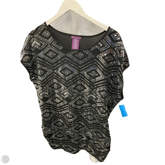 Top Short Sleeve By Beverly Drive In Black & Silver, Size: 2x