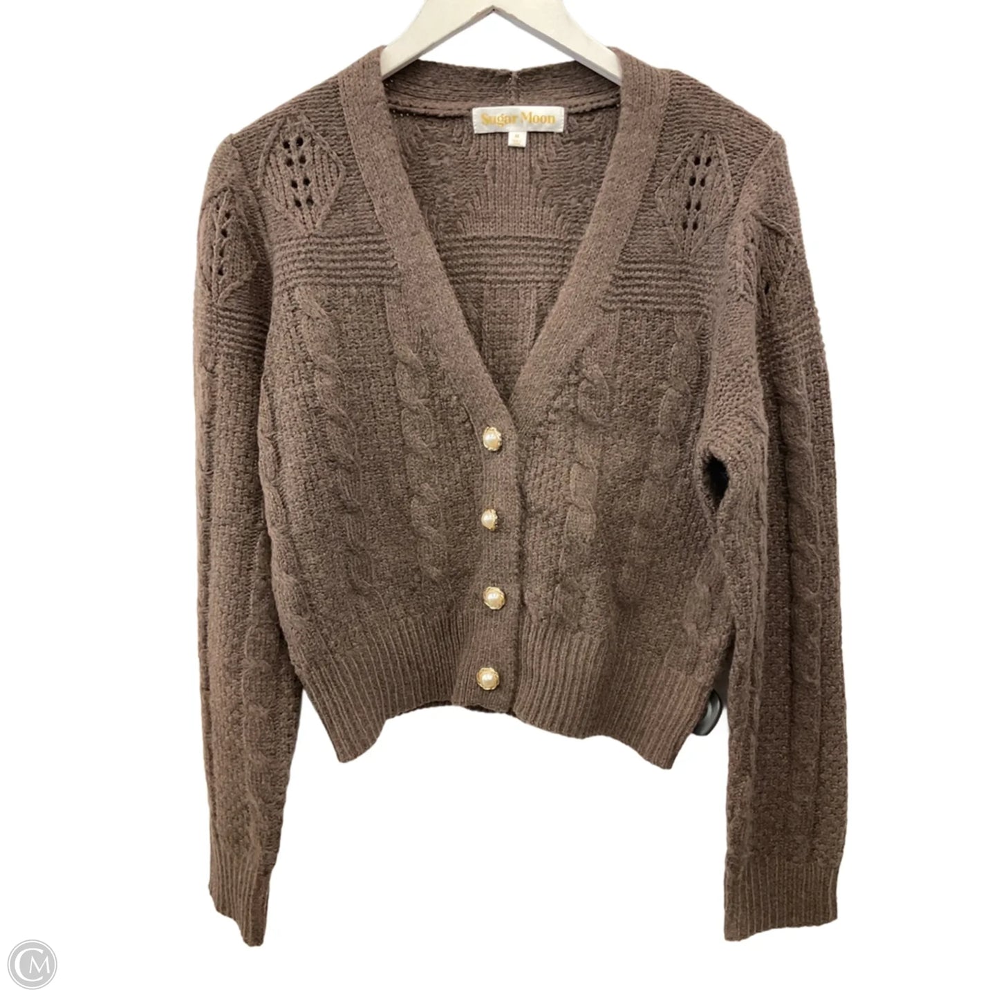 Sweater Cardigan By Clothes Mentor In Brown, Size: M