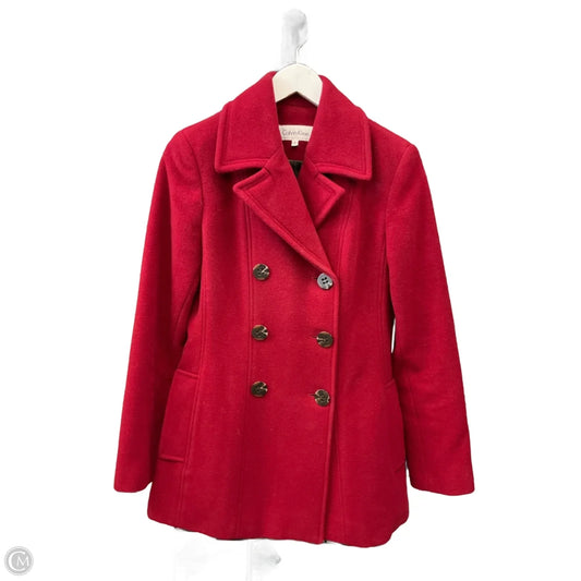Coat Peacoat By Calvin Klein In Red, Size: 2