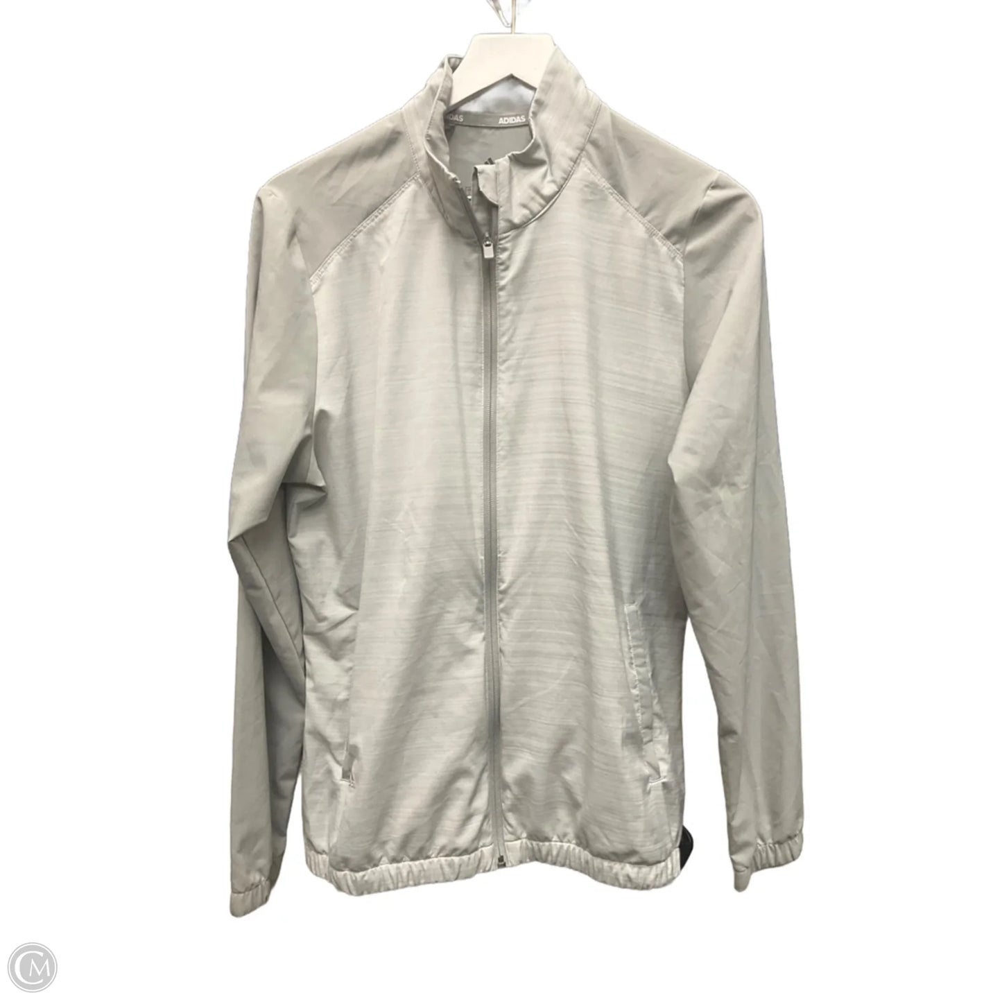 Athletic Jacket By Adidas In Grey, Size: L