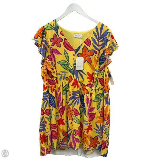 Tunic Short Sleeve By Clothes Mentor In Yellow, Size: 2x