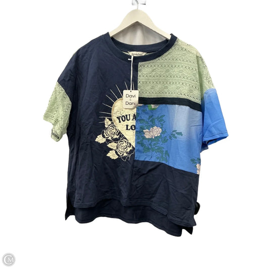 Top Short Sleeve By Davi & Dani In Blue, Size: L