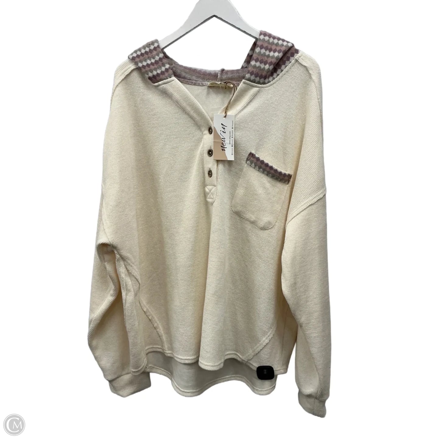 Top Long Sleeve By New In In Cream, Size: 2x