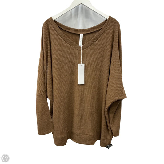 Top Long Sleeve By Dear Scarlett In Brown, Size: 2x