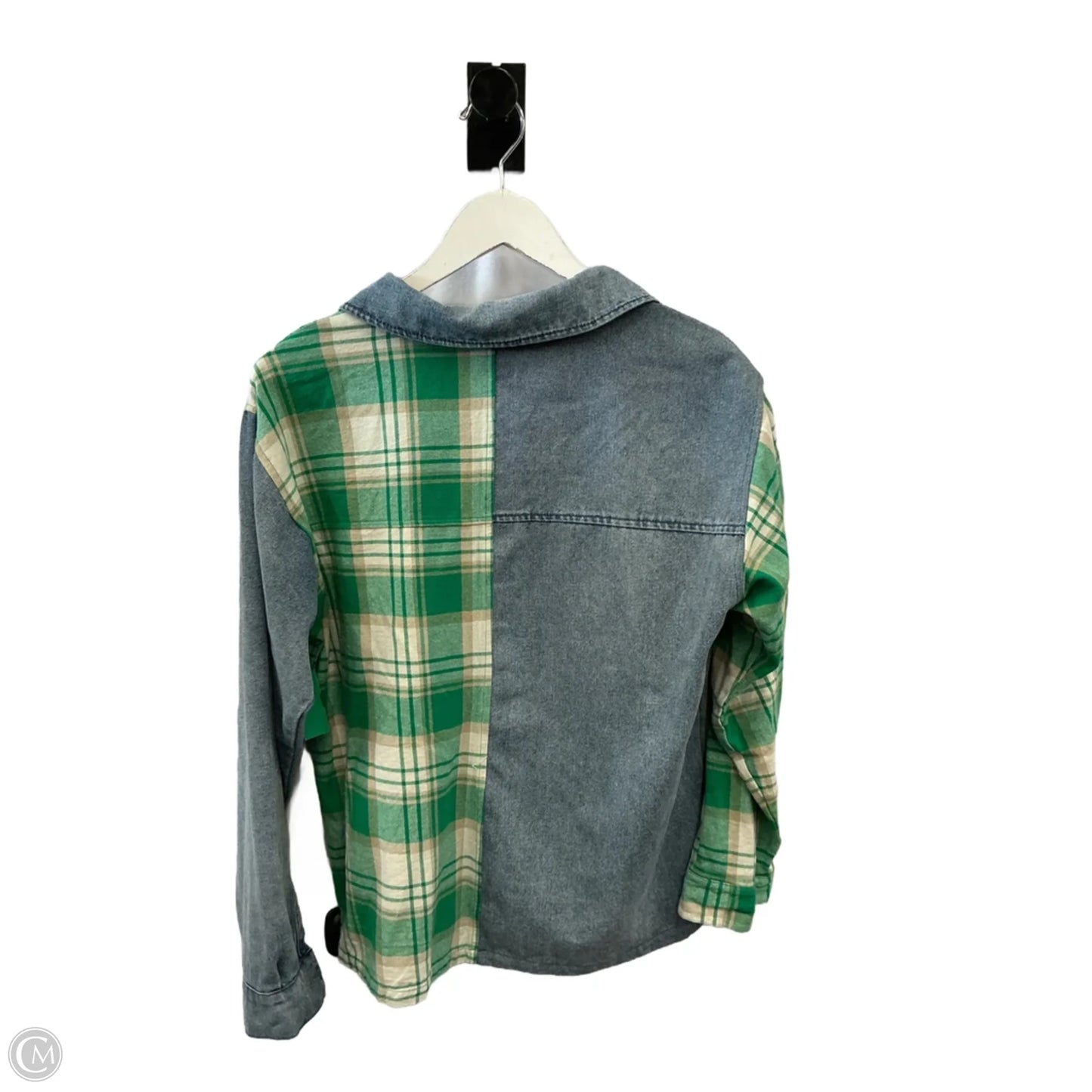 Jacket Shirt By Steve Madden In Blue & Green, Size: M