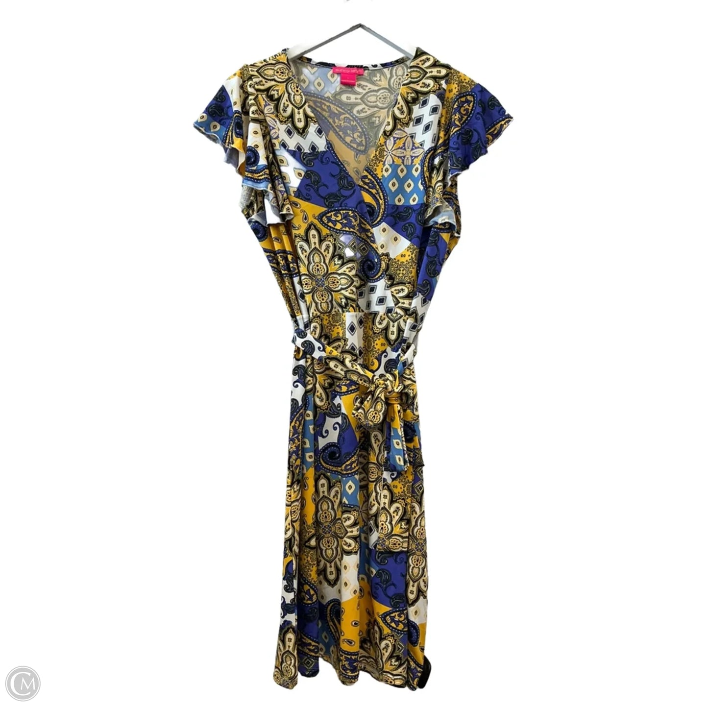 Dress Casual Midi By Sunny Leigh In Blue & Yellow, Size: L