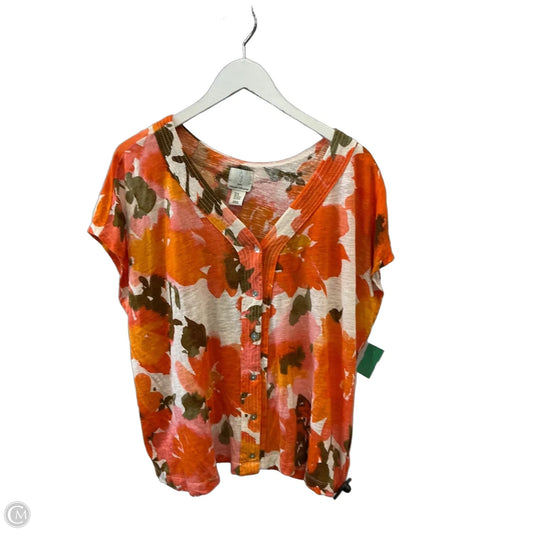 Top Short Sleeve By Joie In Orange, Size: 2x