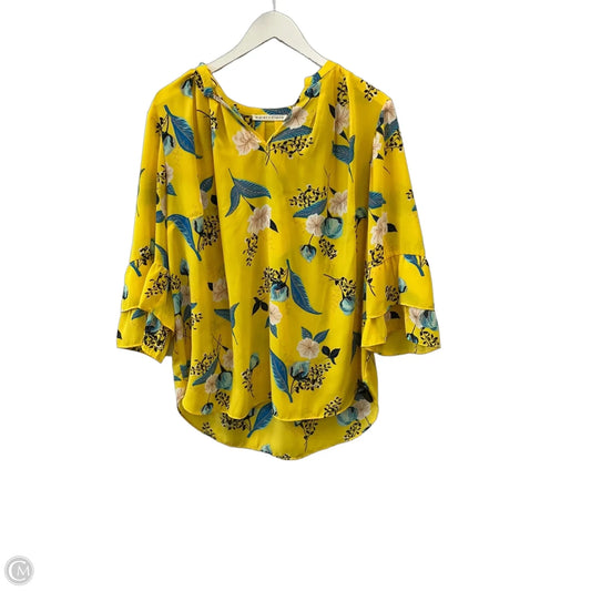 Top 3/4 Sleeve By Violet And Claire In Yellow, Size: 1x