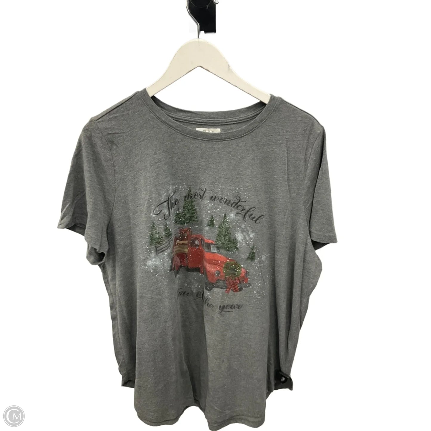 Top Short Sleeve By Maurices In Grey, Size: 1x