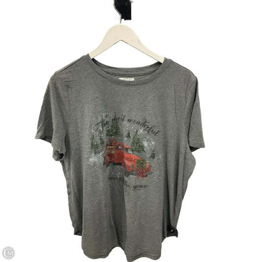 Top Short Sleeve By Maurices In Grey, Size: 1x