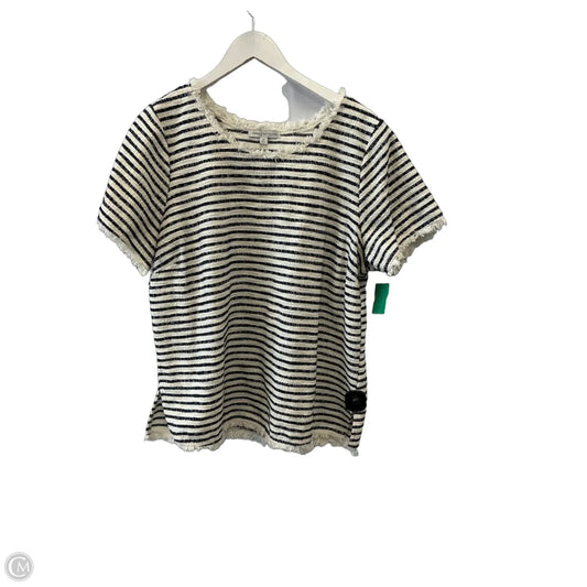 Top Short Sleeve By Green Envelope In Blue & Cream, Size: 1x