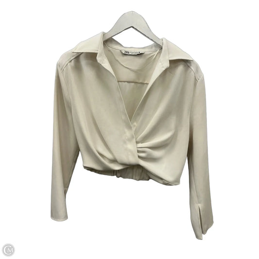 Top Long Sleeve By Zara In Cream, Size: M