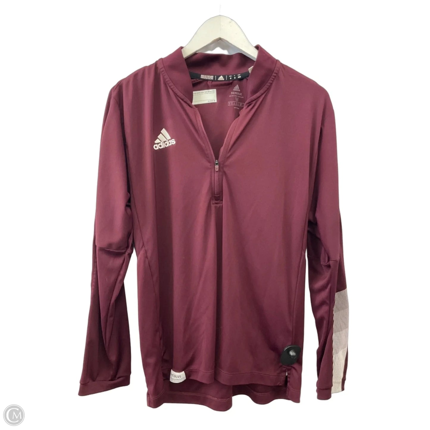 Athletic Top Long Sleeve Collar By Adidas In Maroon, Size: M