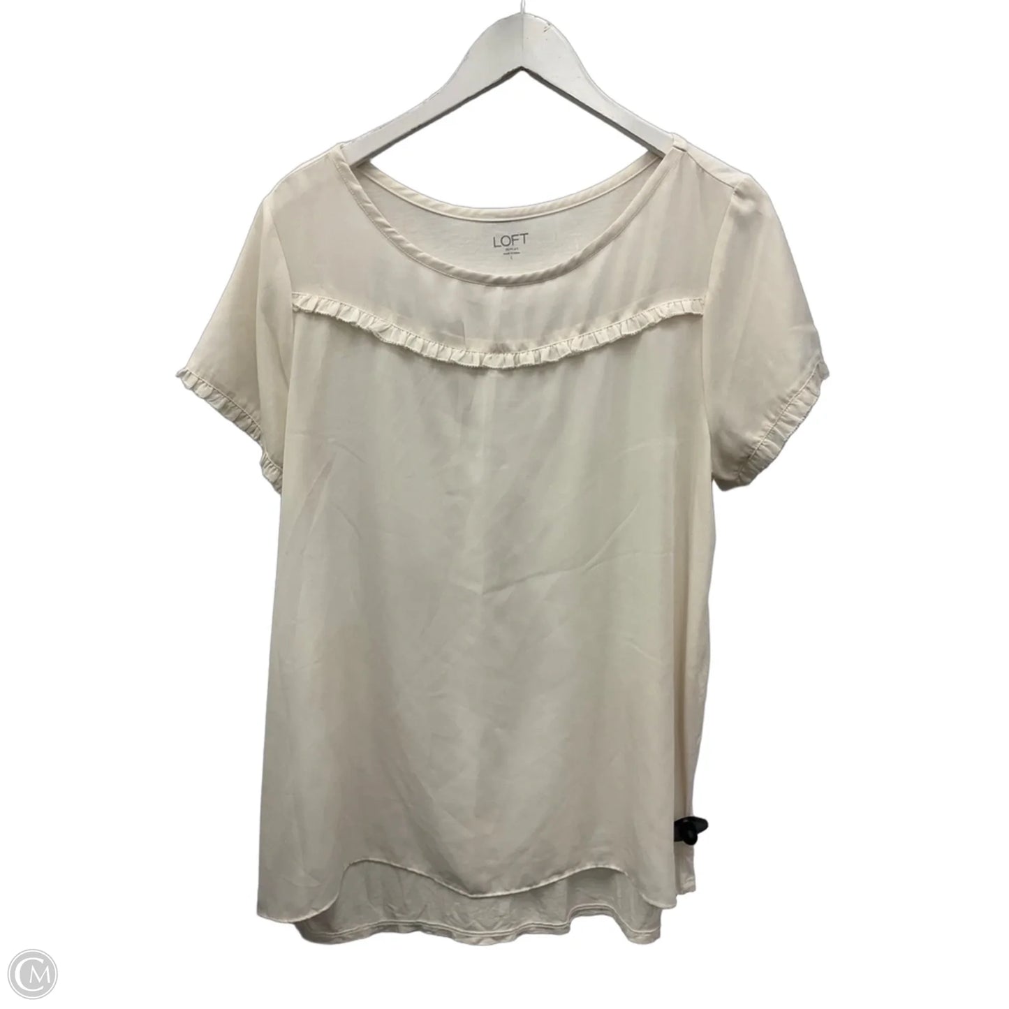Top Short Sleeve By Loft In Cream, Size: L