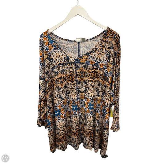 Top 3/4 Sleeve By Artisan Ny In Blue, Size: 3x