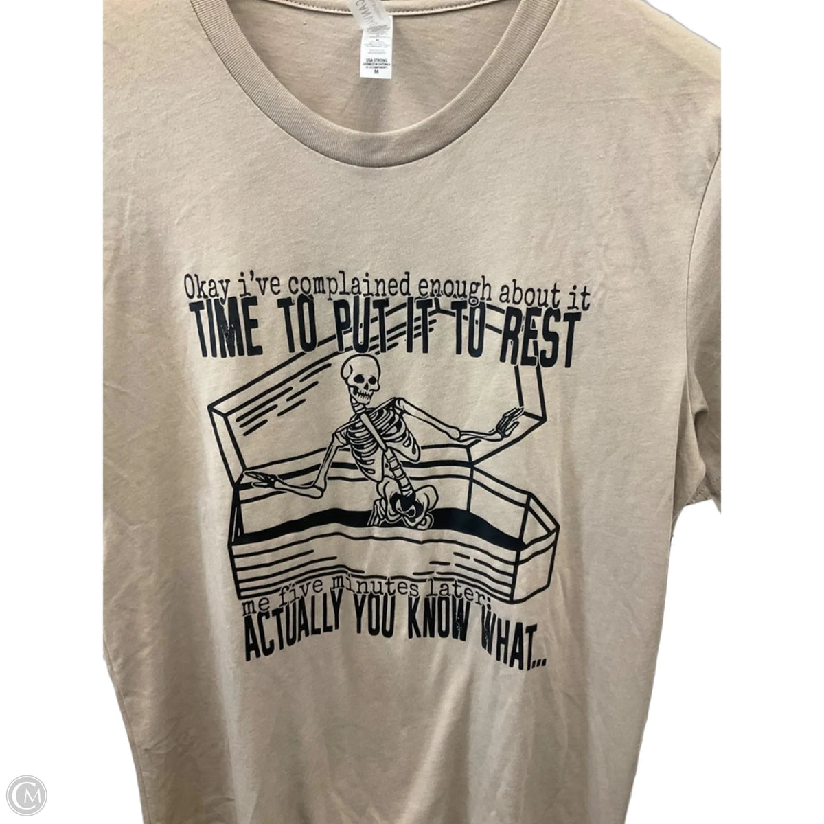 Top Short Sleeve Basic By Clothes Mentor In Beige, Size: M