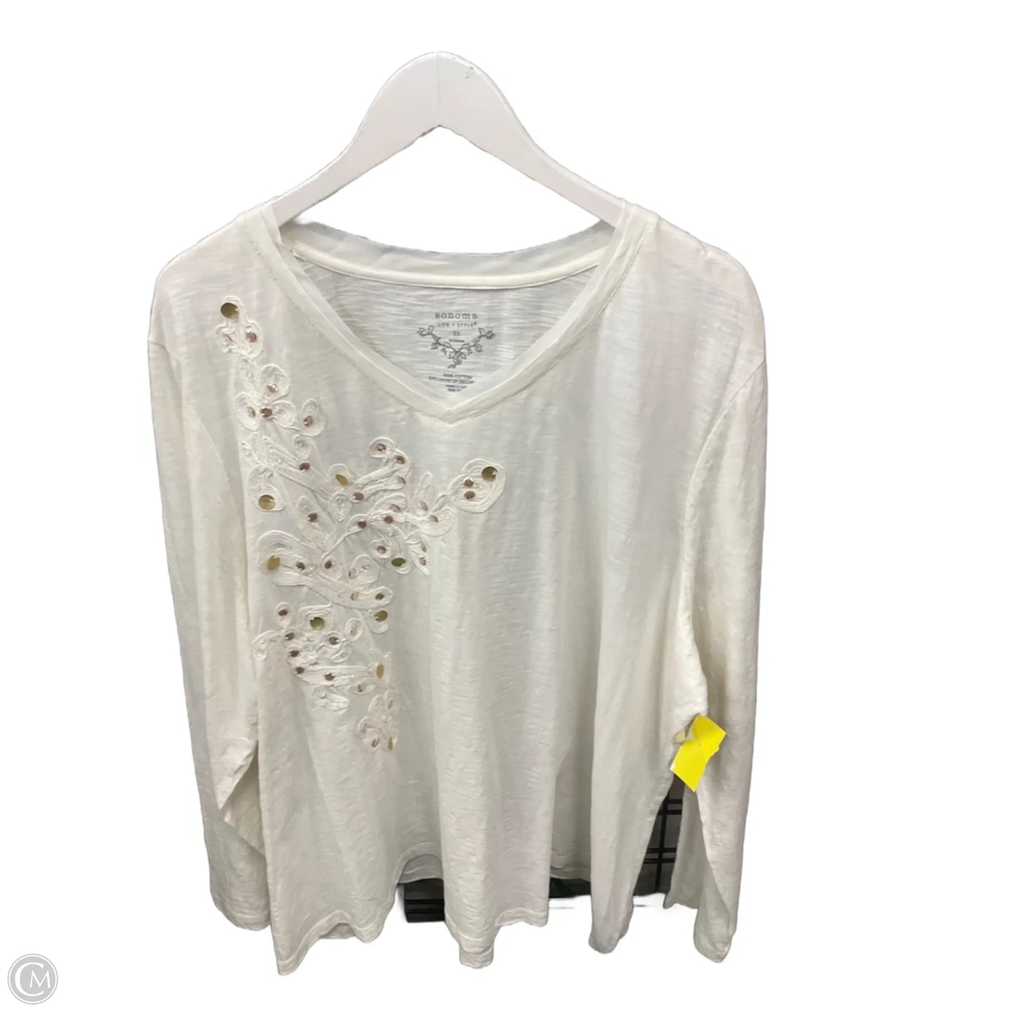 Top Long Sleeve By Sonoma In Cream, Size: 3x