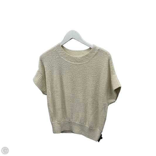 Sweater Short Sleeve By Loft In Cream, Size: M