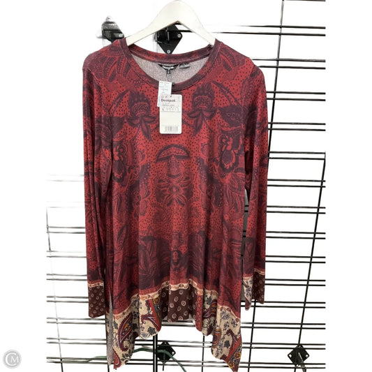 Tunic Long Sleeve By Desigual In Maroon, Size: L