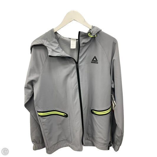 Jacket Windbreaker By Reebok In Grey, Size: S