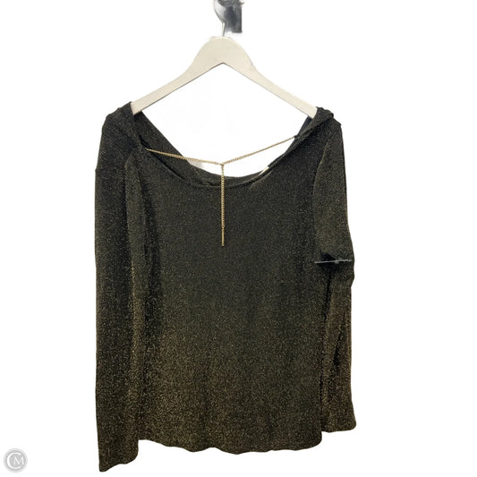 Top Long Sleeve By Michael By Michael Kors In Black & Gold, Size: L