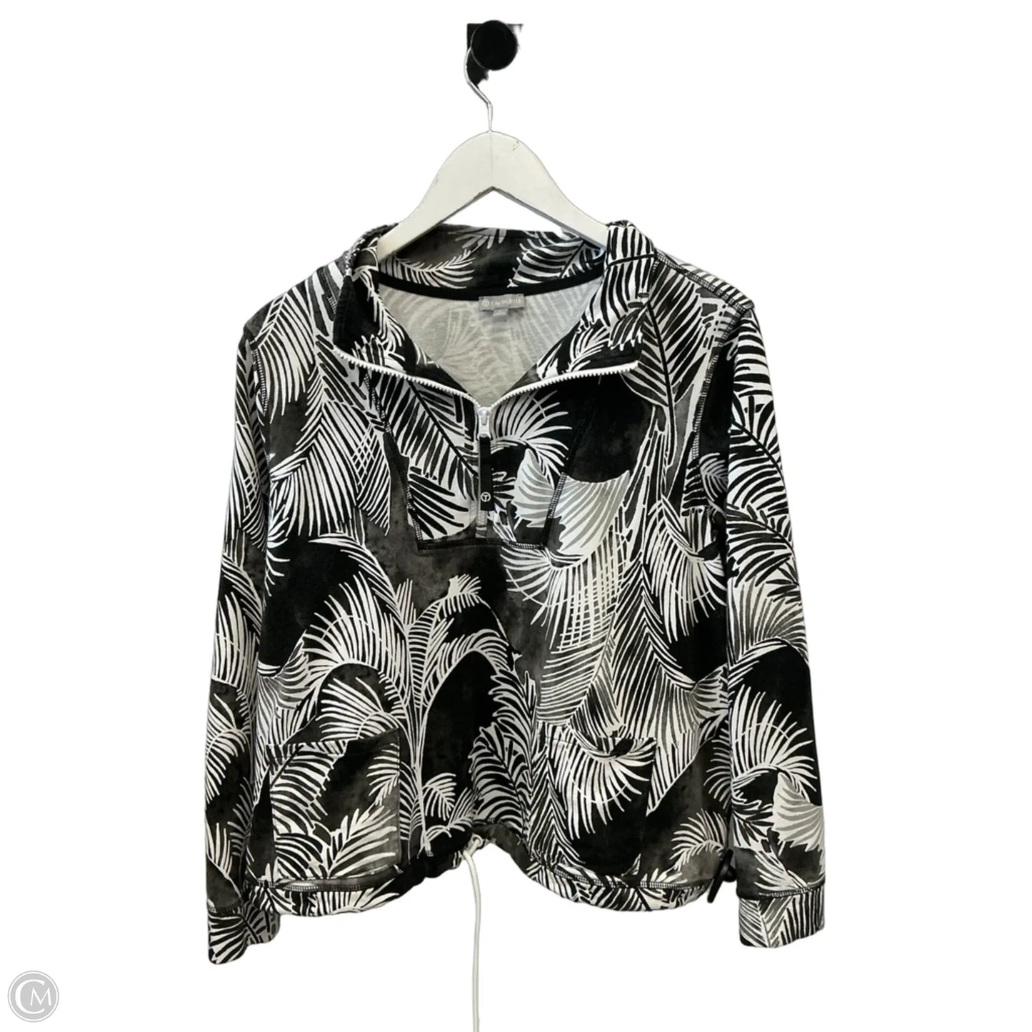 Sweatshirt Collar By Talbots In Black & Grey, Size: 1x