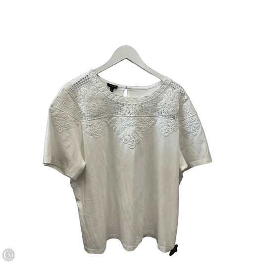 Top Short Sleeve By Talbots In White, Size: 2x