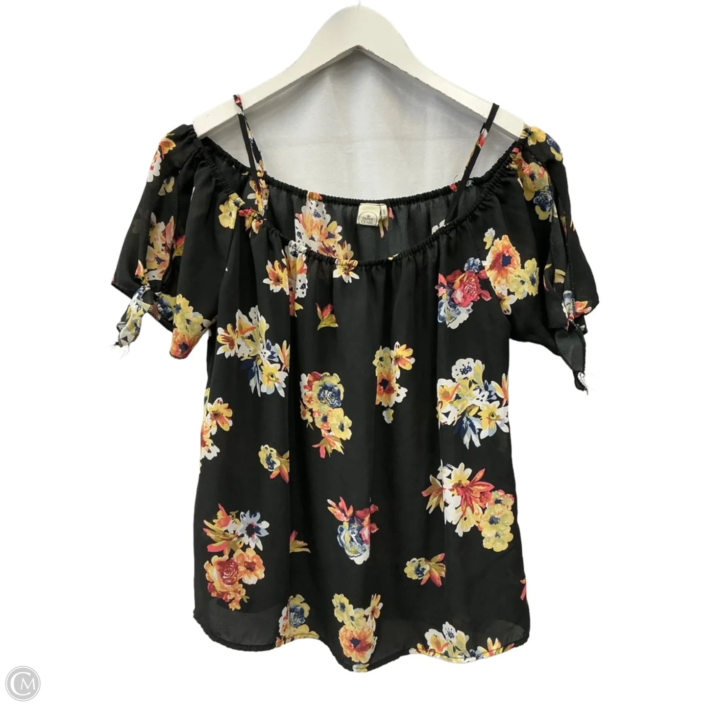 Top Short Sleeve By Paper Crane In Floral Print, Size: L