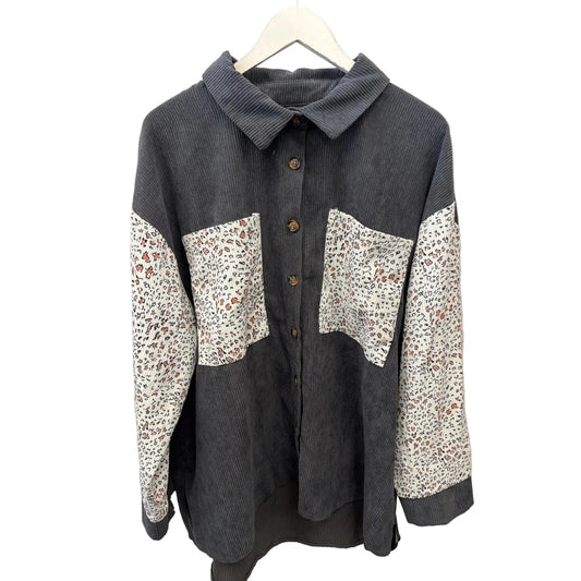 Top Long Sleeve By Shein In Grey, Size: 3x