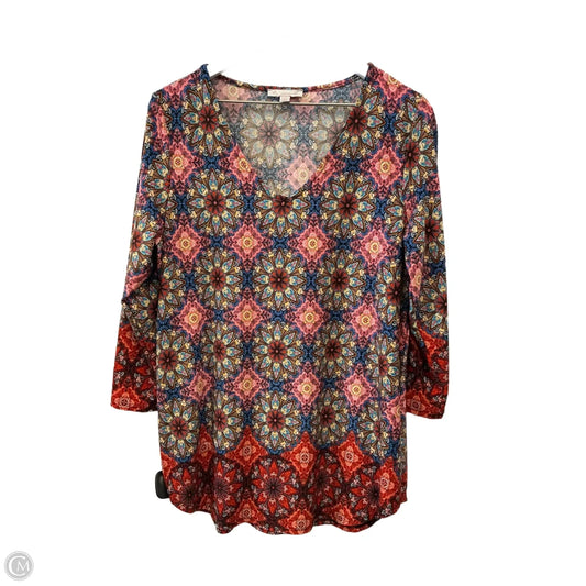 Top 3/4 Sleeve By Christopher And Banks In Multi-colored, Size: 1x
