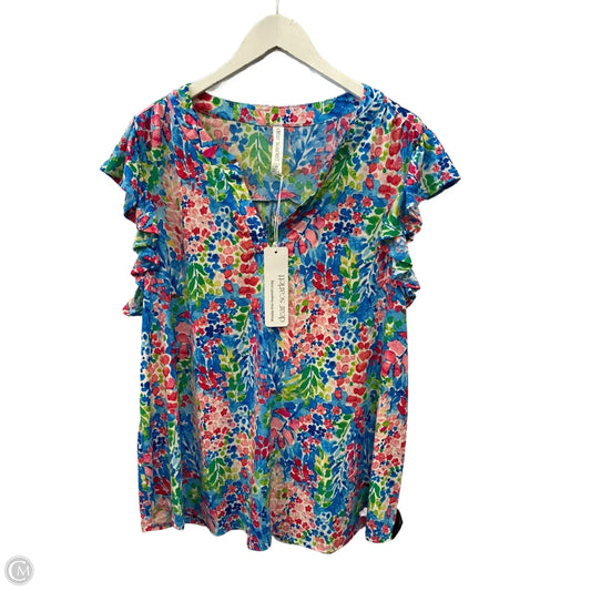 Top Short Sleeve By Dear Scarlett In Multi-colored, Size: 2x