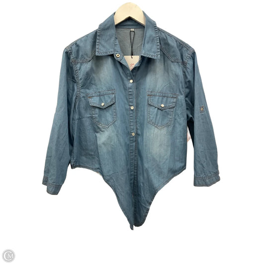 Top 3/4 Sleeve By Clothes Mentor In Blue Denim, Size: L