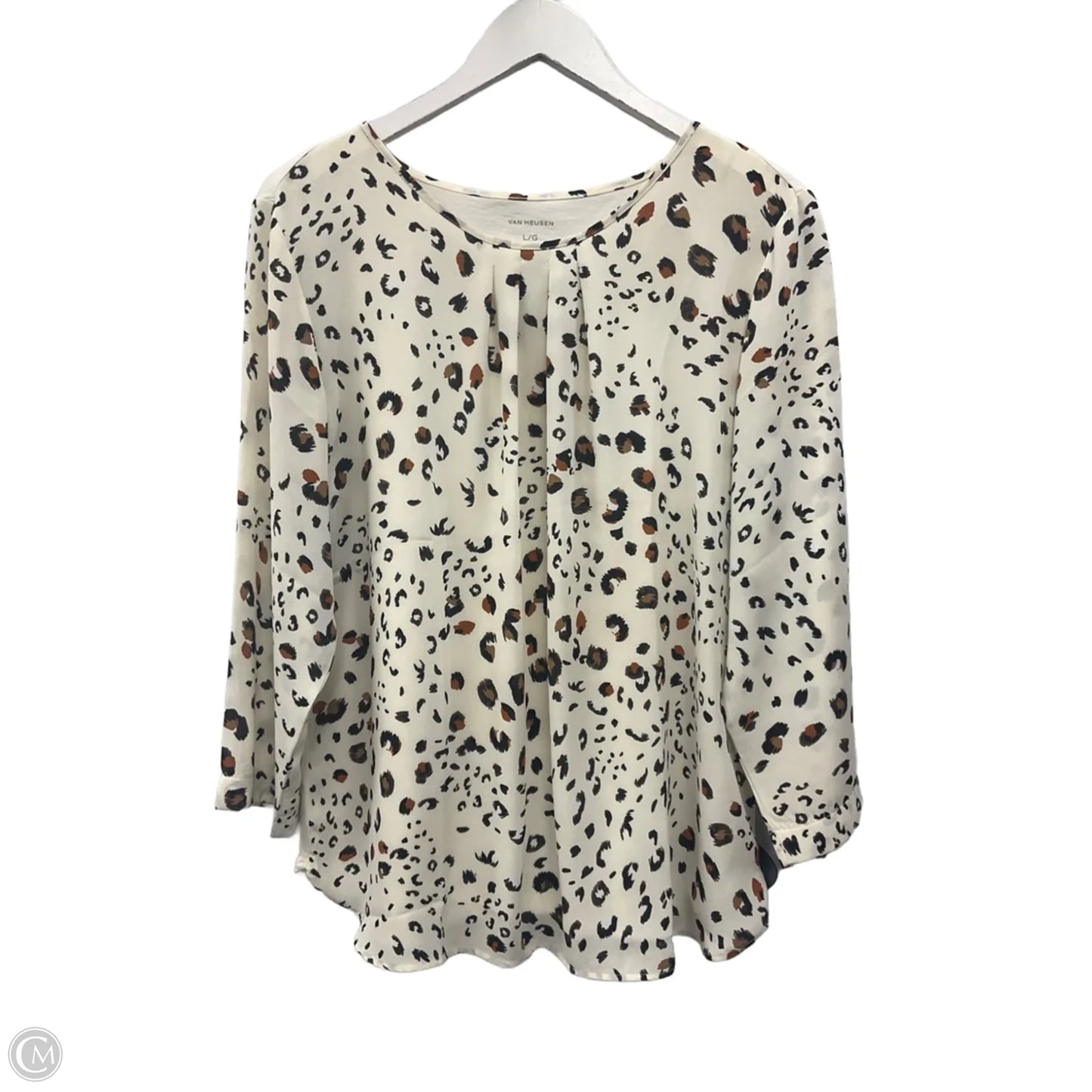 Top 3/4 Sleeve By Van Heusen In Animal Print, Size: L