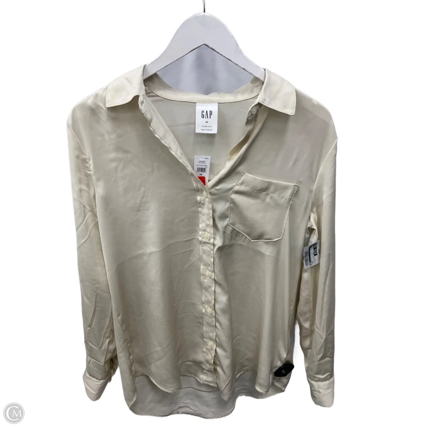 Blouse Long Sleeve By Gap In Cream, Size: Xs