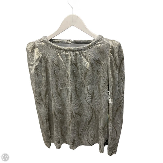 Blouse Long Sleeve By Cece In Gold & Grey, Size: S