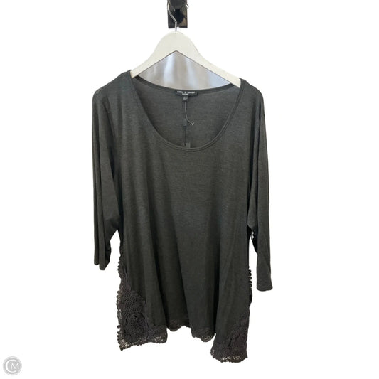 Top 3/4 Sleeve By Cable And Gauge In Grey, Size: 2x