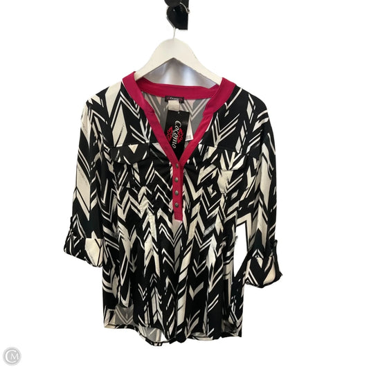 Top 3/4 Sleeve By Cocomo In Black & White, Size: Xl