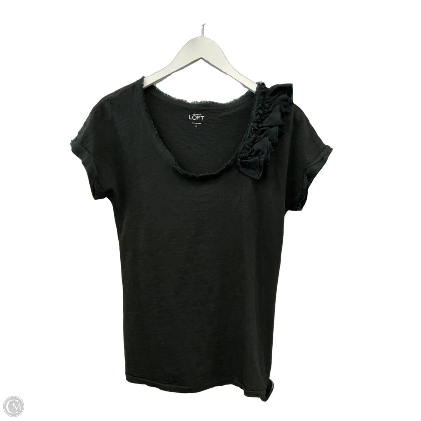 Top Short Sleeve By Loft In Black, Size: M