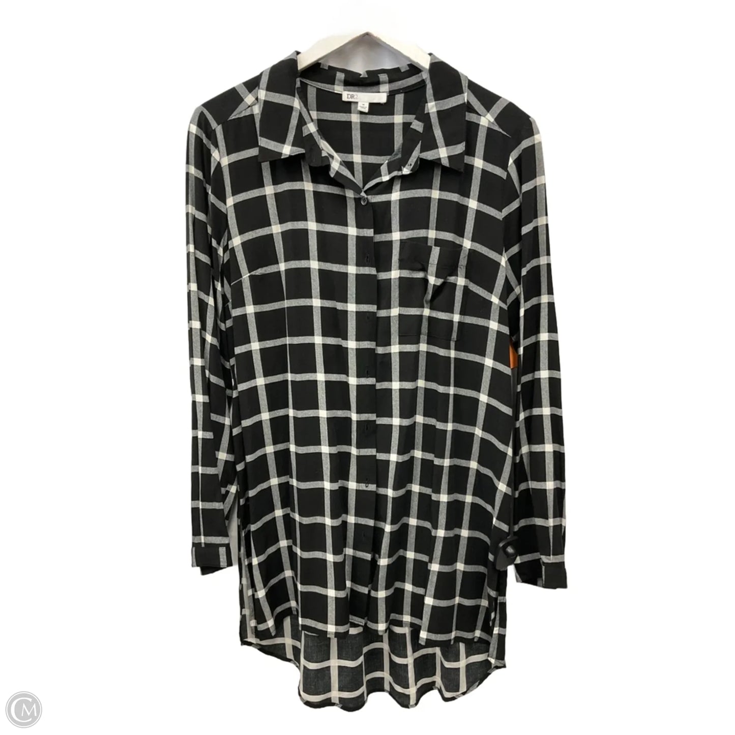 Top Long Sleeve By Dr2 In Plaid Pattern, Size: M