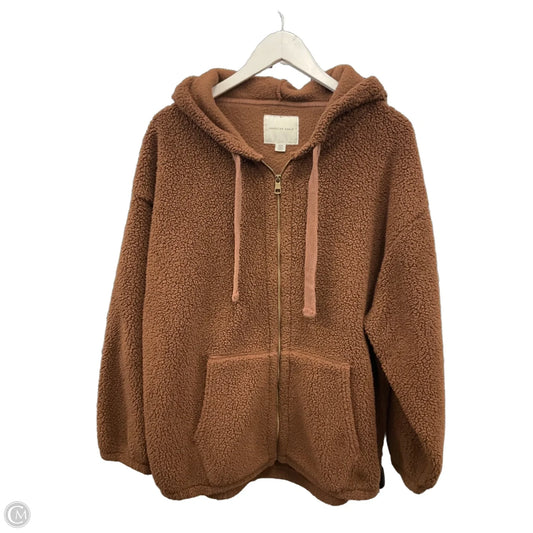 Jacket Fleece By American Eagle In Brown, Size: M