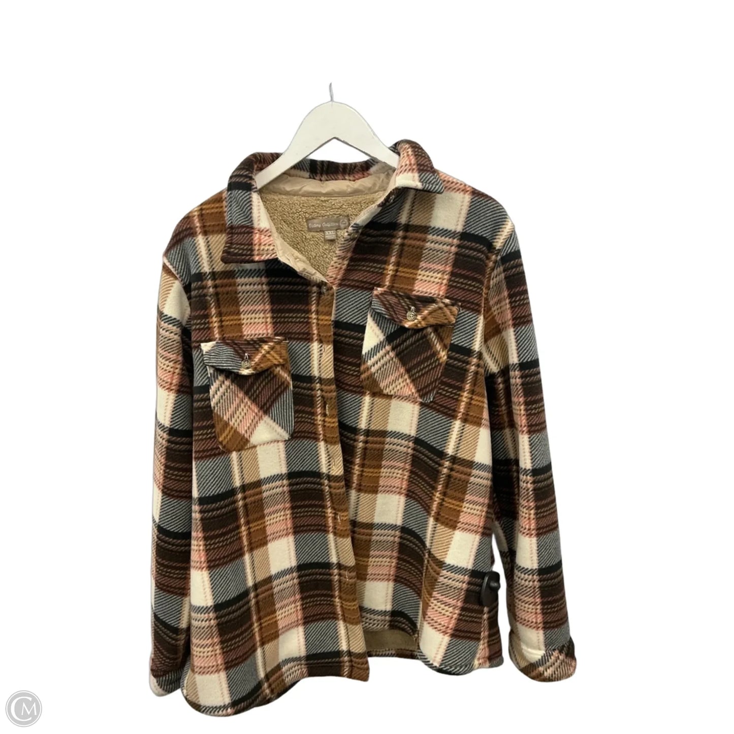 Jacket Fleece By Clothes Mentor In Pink & Tan, Size: Xxl