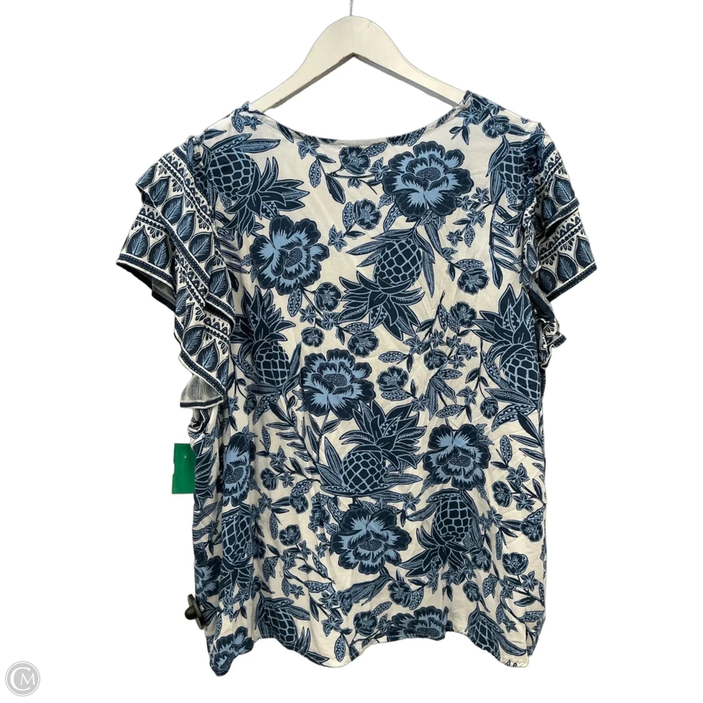 Top Short Sleeve By Rachel Zoe In Blue & White, Size: 2x