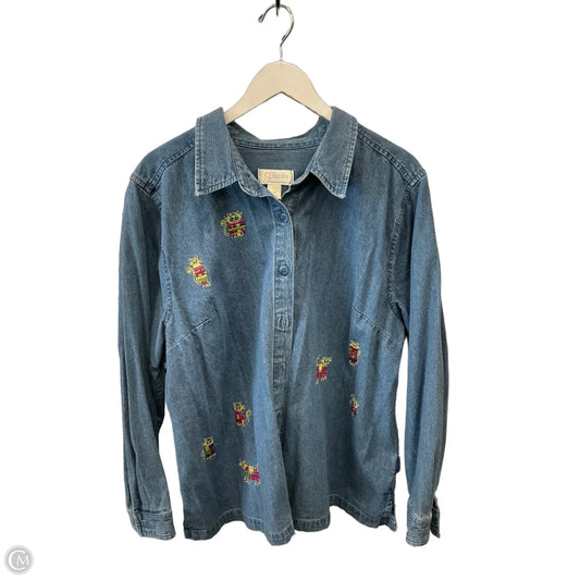 Top Long Sleeve By Cj Banks In Blue Denim, Size: 1x