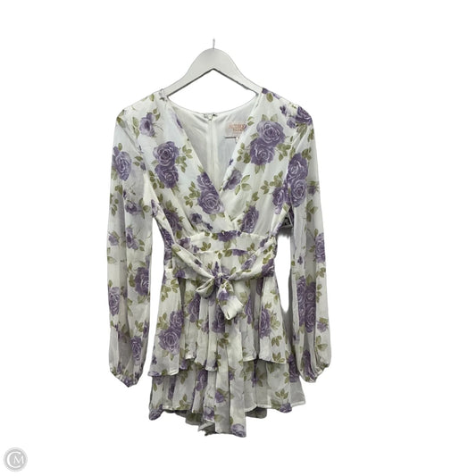 Romper By Clothes Mentor In Purple & White, Size: S