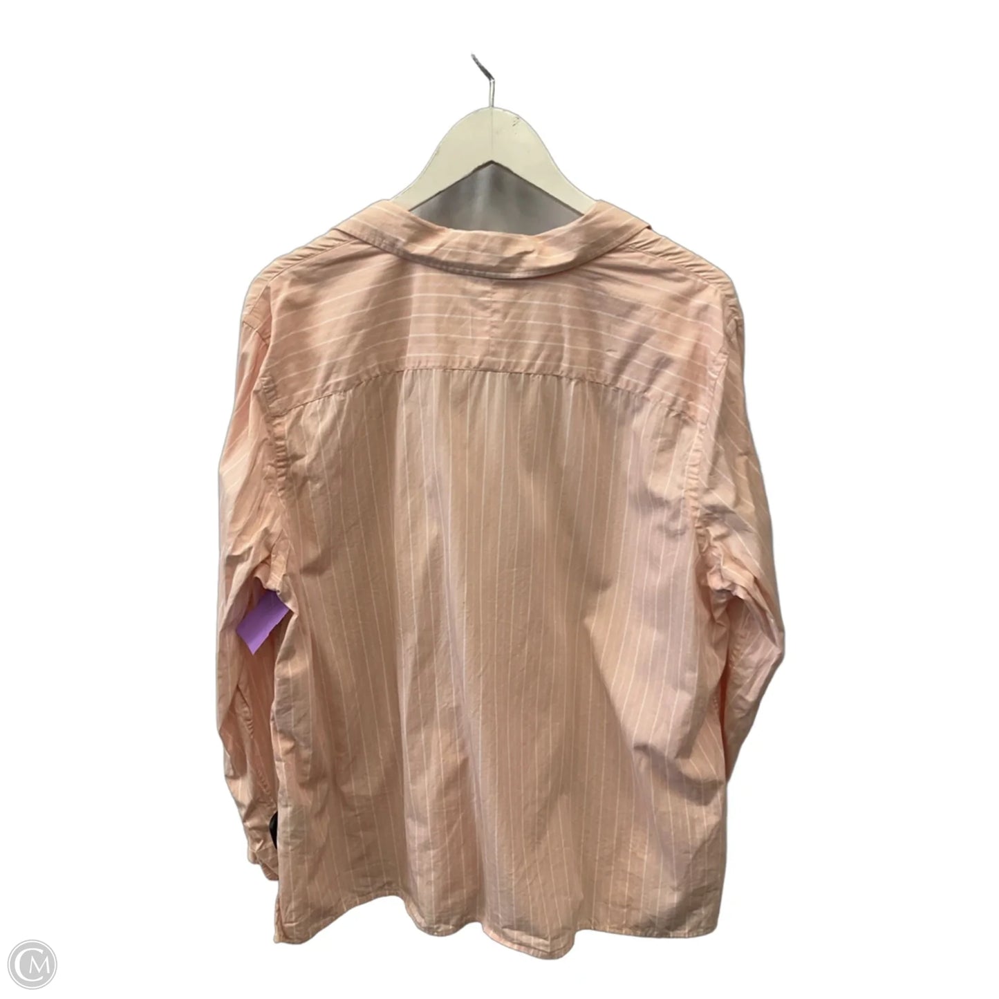 Top Long Sleeve By Chaps In Pink & White, Size: 2x